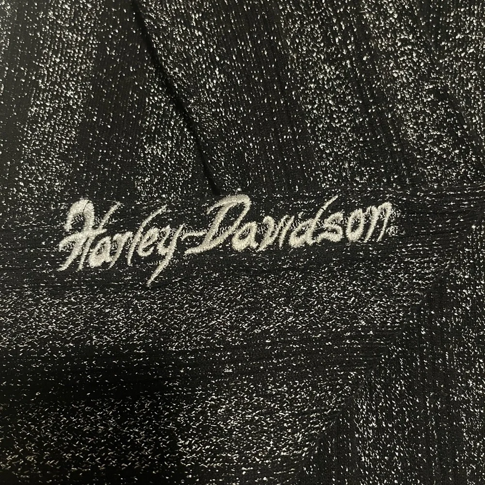 Harley-Davidson Women”s  Black & Silver Metallic LS Stretch Top Blouse Size XL - Picture 8 of 12